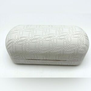 Oakley Hard Clamshell Sunglasses Case-White Embossed Leather, 6.5”Wx2”H x2.5”D